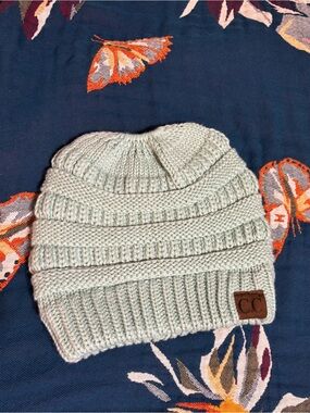 C.C Mint Green Ribbed Knit Beanie